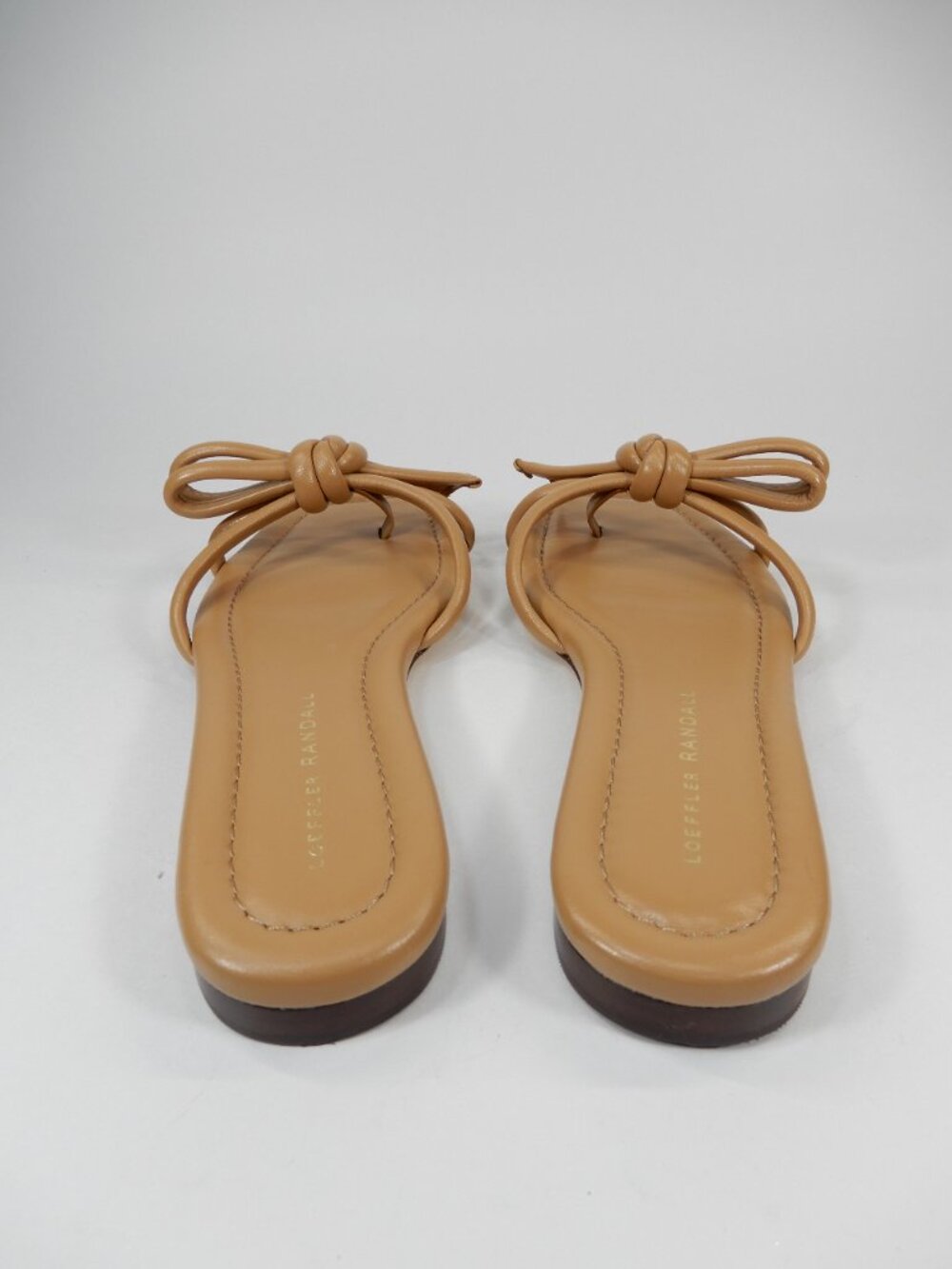 Loeffler Randall Hadley Bow Flat SANDALS Size 8 Tan Leather Square Toe NEW $250 - Picture 13 of 15